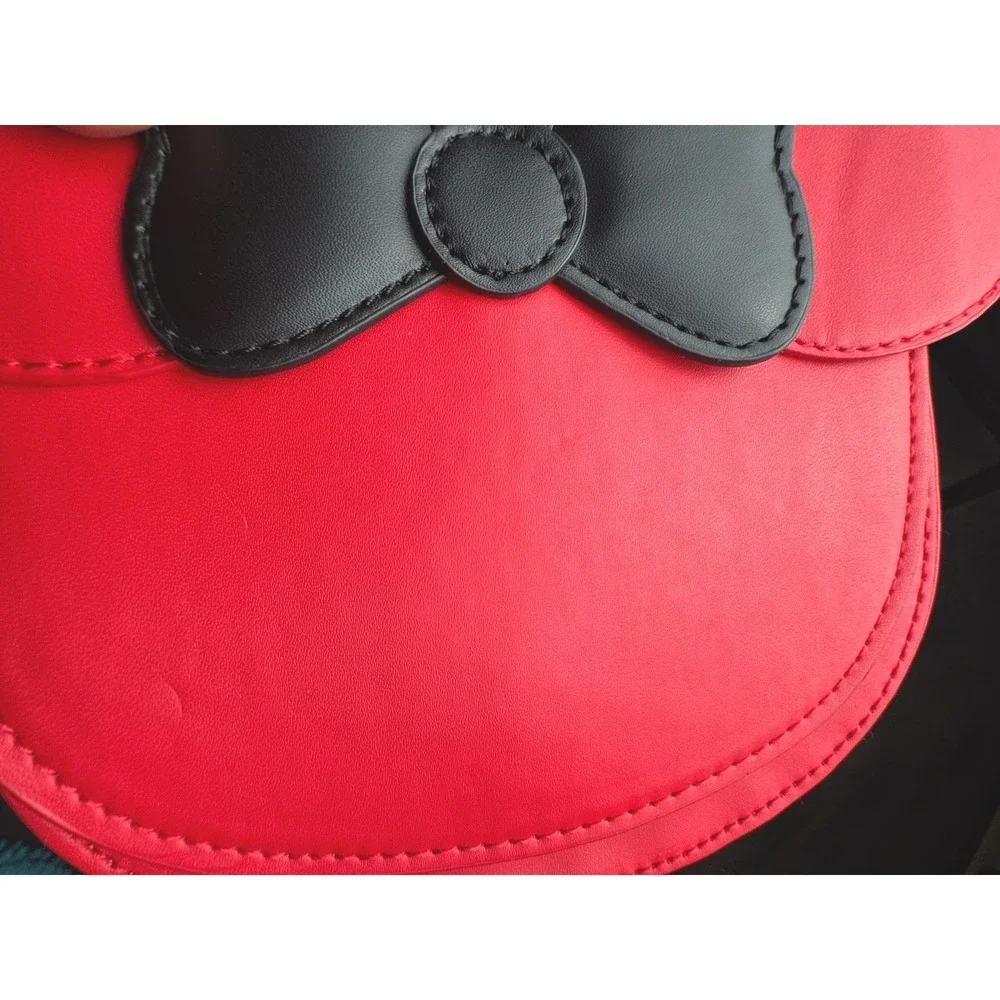 Disney Parks Minnie Mouse Icon Red Crossbody Bag Black Bow Adjustable Strap - Picture 3 of 11